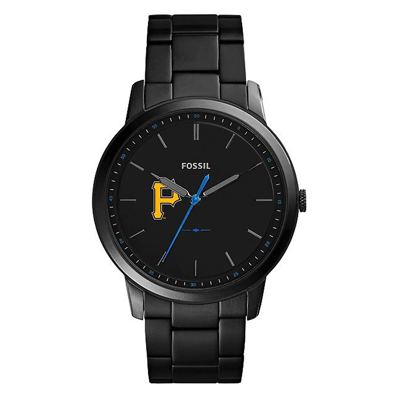 Men's Fossil Black Pittsburgh Pirates Minimalist Stainless Steel Watch