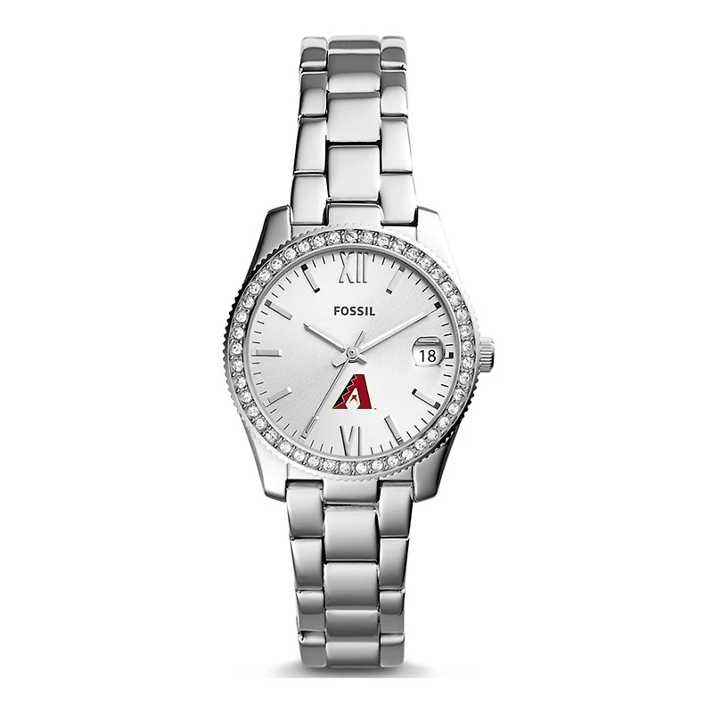 Women's Fossil Silver Arizona Diamondbacks Scarlette Stainless Steel Watch