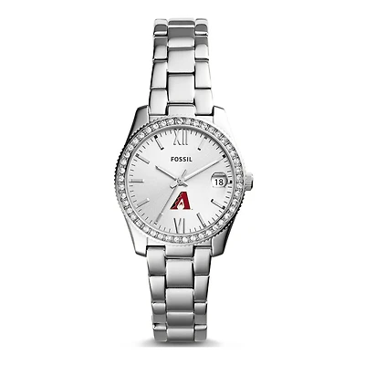 Women's Fossil Silver Arizona Diamondbacks Scarlette Stainless Steel Watch