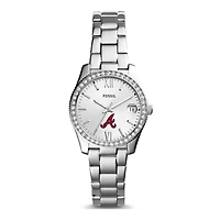 Women's Fossil Silver Atlanta Braves Scarlette Stainless Steel Watch