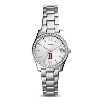 Women's Fossil Silver Boston Red Sox Scarlette Stainless Steel Watch
