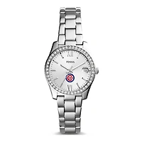 Women's Fossil Silver Chicago Cubs Scarlette Stainless Steel Watch