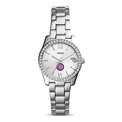 Women's Fossil Silver Chicago Cubs Scarlette Stainless Steel Watch