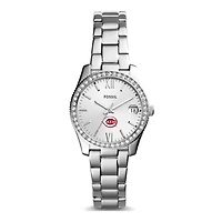Women's Fossil Silver Cincinnati Reds Scarlette Stainless Steel Watch