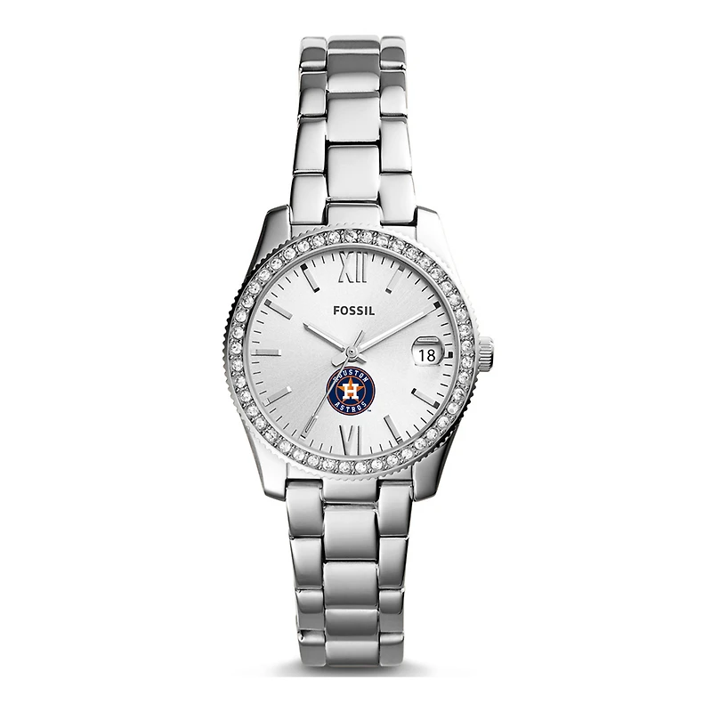 Women's Fossil Silver Houston Astros Scarlette Stainless Steel Watch