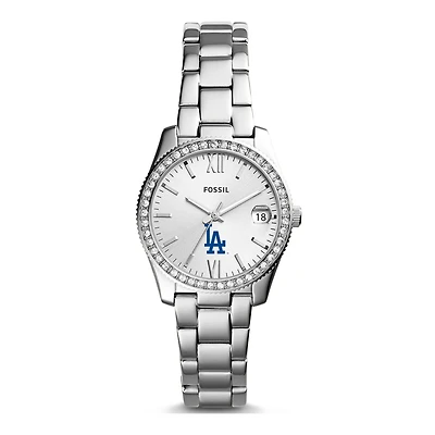 Women's Fossil Silver Los Angeles Dodgers Scarlette Stainless Steel Watch