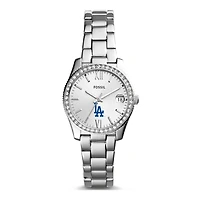 Women's Fossil Silver Los Angeles Dodgers Scarlette Stainless Steel Watch