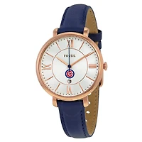 Women's Fossil Gold/Navy Chicago Cubs Jacqueline Leather Watch