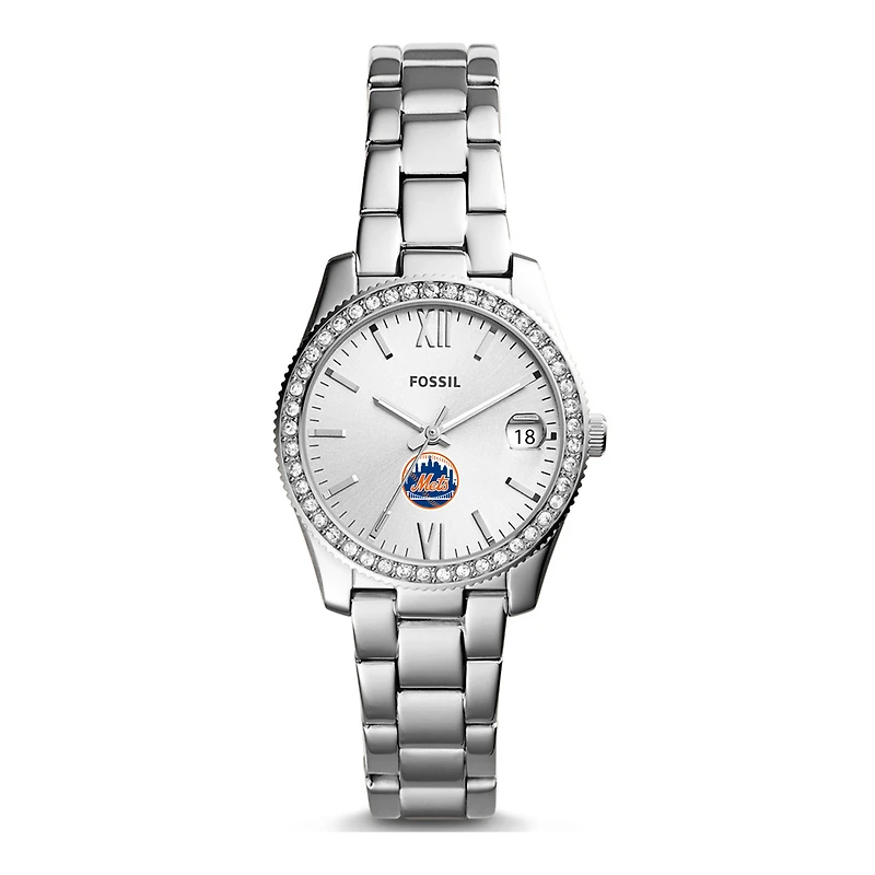 Women's Fossil Silver New York Mets Scarlette Stainless Steel Watch