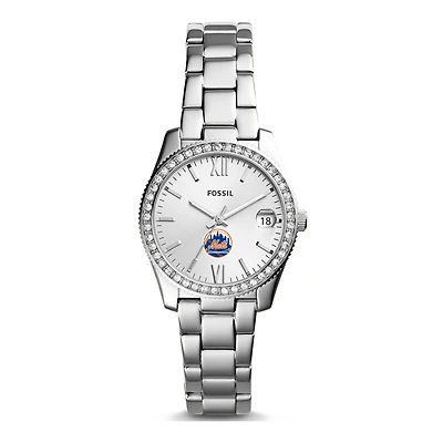 Women's Fossil Silver New York Mets Scarlette Stainless Steel Watch