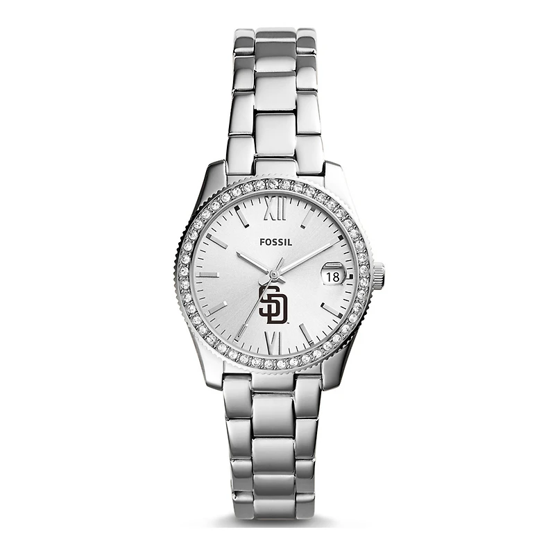 Women's Fossil Silver San Diego Padres Scarlette Stainless Steel Watch