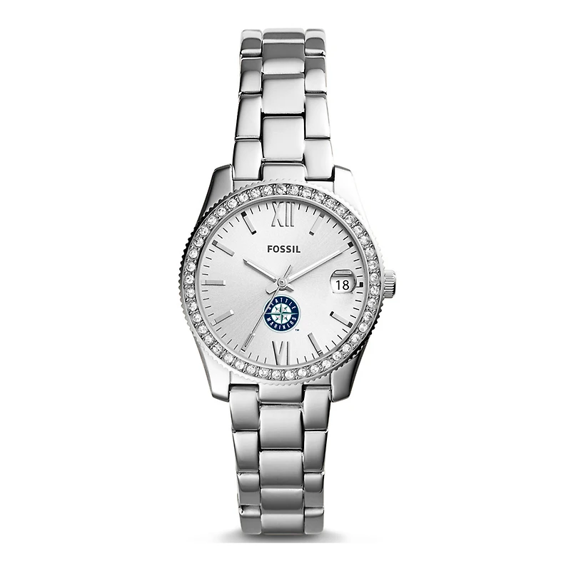 Women's Fossil Silver Seattle Mariners Scarlette Stainless Steel Watch