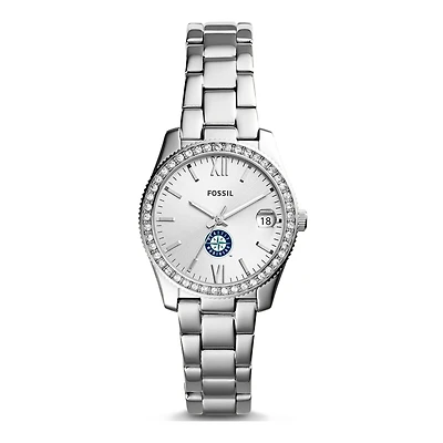 Women's Fossil Silver Seattle Mariners Scarlette Stainless Steel Watch