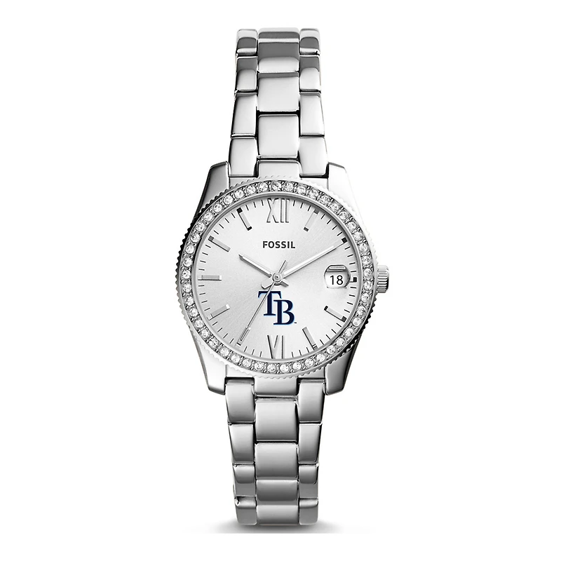 Women's Fossil Silver Tampa Bay Rays Scarlette Stainless Steel Watch