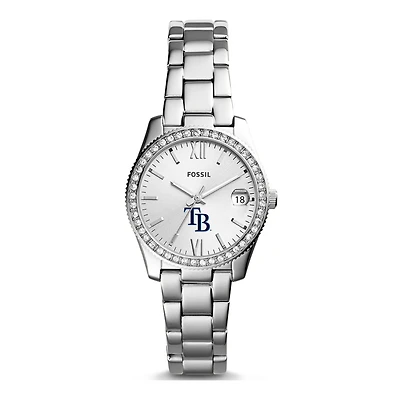 Women's Fossil Silver Tampa Bay Rays Scarlette Stainless Steel Watch