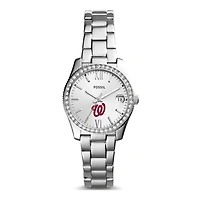Women's Fossil Silver Washington Nationals Scarlette Stainless Steel Watch