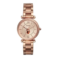 Women's Fossil Rose Gold Baltimore Orioles Carlie Stainless Steel Watch