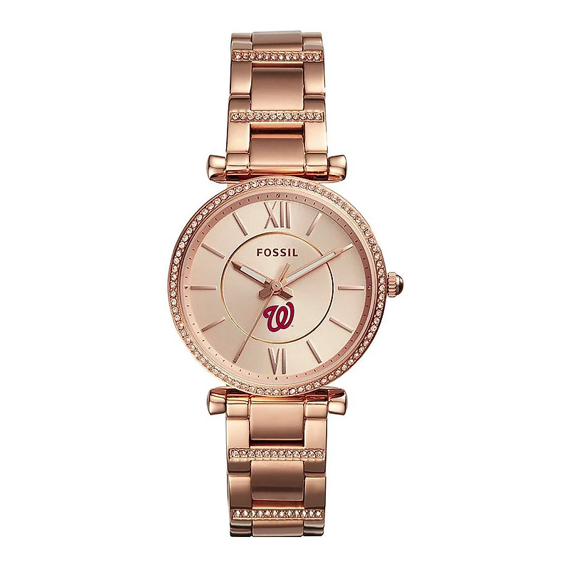 Women's Fossil Rose Gold Washington Nationals Carlie Stainless Steel Watch