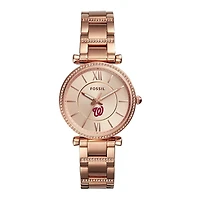 Women's Fossil Rose Gold Washington Nationals Carlie Stainless Steel Watch