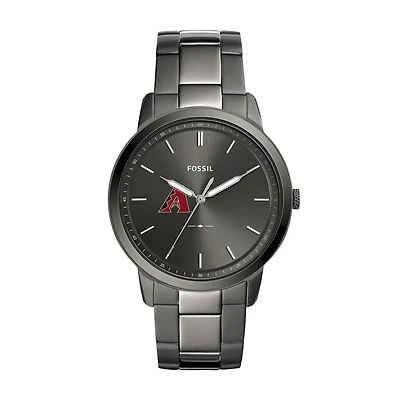 Men's Fossil Gray Arizona Diamondbacks Fossil Minimalist Smoke Stainless Steel Watch