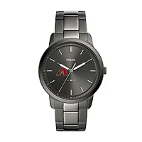 Men's Fossil Gray Arizona Diamondbacks Fossil Minimalist Smoke Stainless Steel Watch