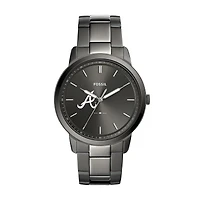 Men's Fossil Gray Atlanta Braves Fossil Minimalist Smoke Stainless Steel Watch
