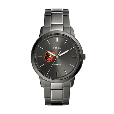 Men's Fossil Gray Baltimore Orioles Fossil Minimalist Smoke Stainless Steel Watch