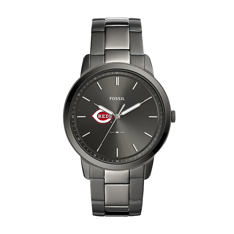 Men's Fossil Gray Cincinnati Reds Fossil Minimalist Smoke Stainless Steel Watch
