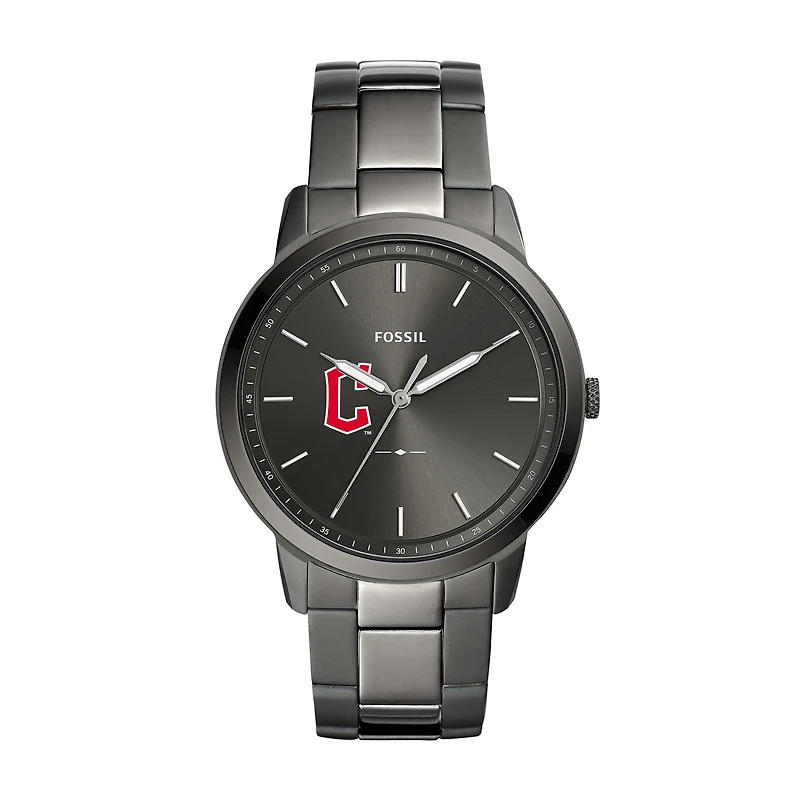 Men's Fossil Gray Cleveland Guardians Fossil Minimalist Smoke Stainless Steel Watch