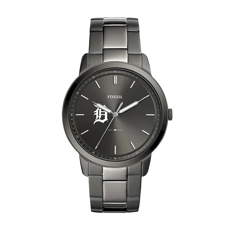 Men's Fossil Gray Detroit Tigers Fossil Minimalist Smoke Stainless Steel Watch