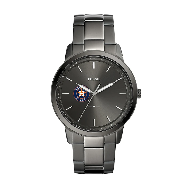Men's Fossil Gray Houston Astros Fossil Minimalist Smoke Stainless Steel Watch