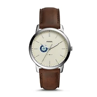 Men's Fossil Brown Seattle Mariners Minimalist Leather Watch