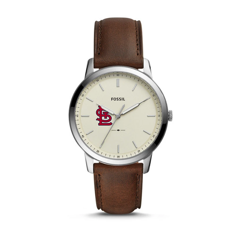 Men's Fossil Brown St. Louis Cardinals Minimalist Leather Watch