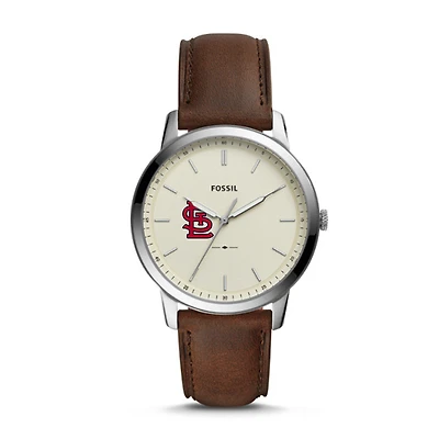 Men's Fossil Brown St. Louis Cardinals Minimalist Leather Watch