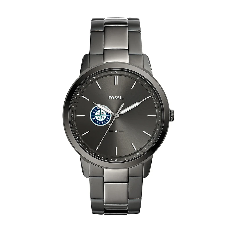 Men's Fossil Gray Seattle Mariners Fossil Minimalist Smoke Stainless Steel Watch