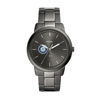 Men's Fossil Gray Seattle Mariners Fossil Minimalist Smoke Stainless Steel Watch