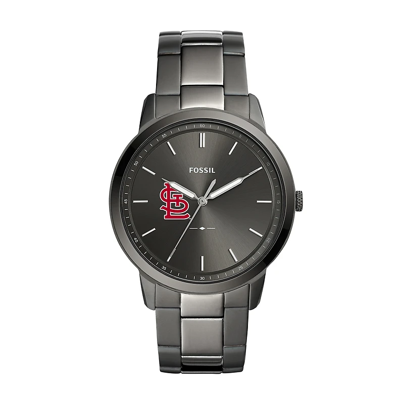 Men's Fossil Gray St. Louis Cardinals Fossil Minimalist Smoke Stainless Steel Watch
