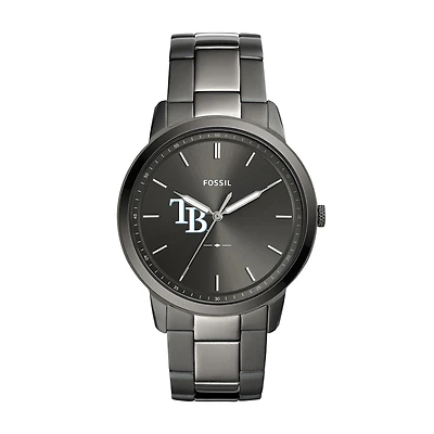 Men's Fossil Gray Tampa Bay Rays Fossil Minimalist Smoke Stainless Steel Watch