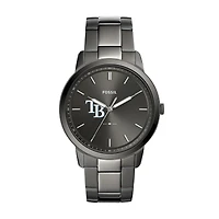 Men's Fossil Gray Tampa Bay Rays Fossil Minimalist Smoke Stainless Steel Watch