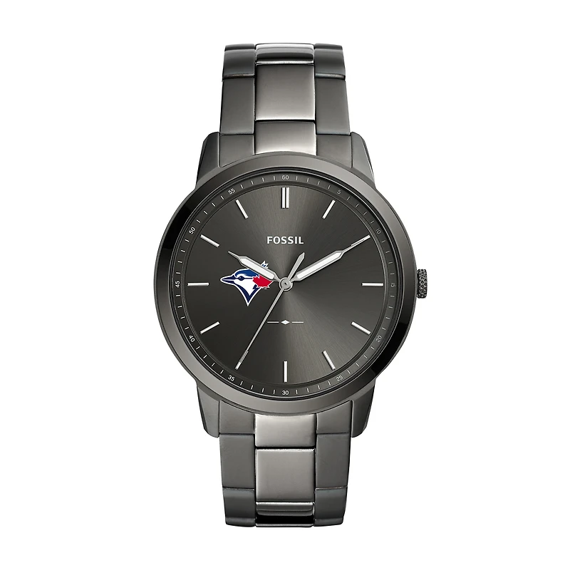 Men's Fossil Gray Toronto Blue Jays Fossil Minimalist Smoke Stainless Steel Watch