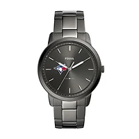Men's Fossil Gray Toronto Blue Jays Fossil Minimalist Smoke Stainless Steel Watch