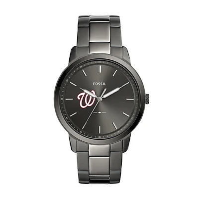 Men's Fossil Gray Washington Nationals Fossil Minimalist Smoke Stainless Steel Watch