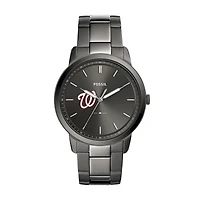 Men's Fossil Gray Washington Nationals Fossil Minimalist Smoke Stainless Steel Watch