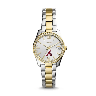 Women's Fossil Silver Atlanta Braves Fossil Scarlette Two-Tone Stainless Steel Watch