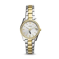 Women's Fossil Silver Chicago White Sox Fossil Scarlette Two-Tone Stainless Steel Watch