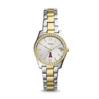 Women's Fossil Silver Los Angeles Angels Fossil Scarlette Two-Tone Stainless Steel Watch