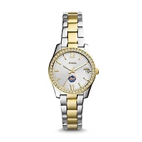 Women's Fossil Silver New York Mets Fossil Scarlette Two-Tone Stainless Steel Watch