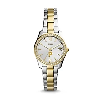 Women's Fossil Silver Pittsburgh Pirates Fossil Scarlette Two-Tone Stainless Steel Watch