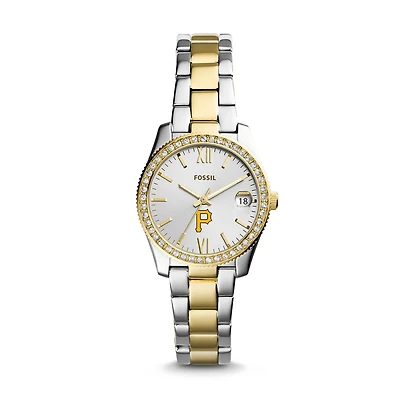 Women's Fossil Silver Pittsburgh Pirates Fossil Scarlette Two-Tone Stainless Steel Watch