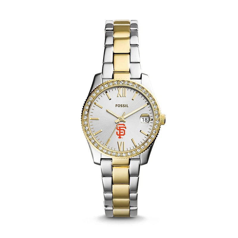 Women's Fossil Silver San Francisco Giants Fossil Scarlette Two-Tone Stainless Steel Watch